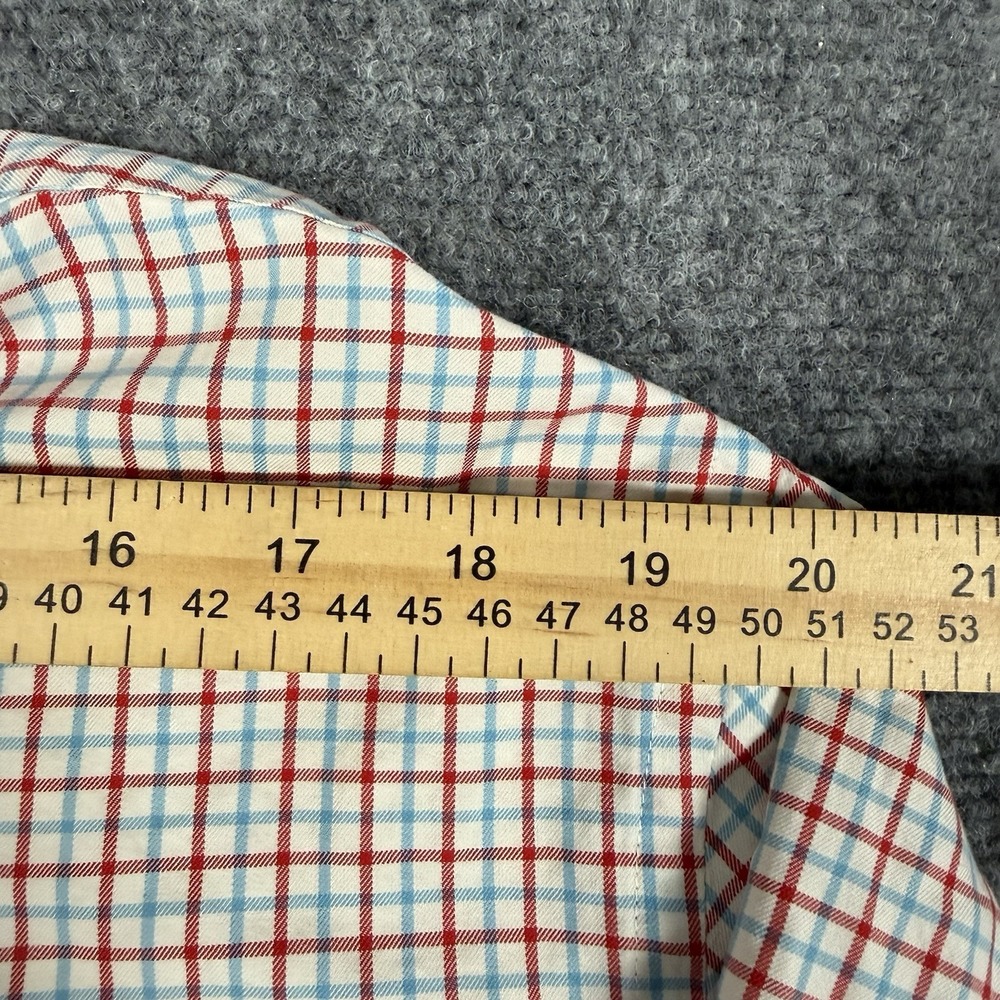 Peter Millar Shirt Mens Medium Long Sleeve Button Down Plaid Red Blue Cotton⁠ - Picture 6 of 9